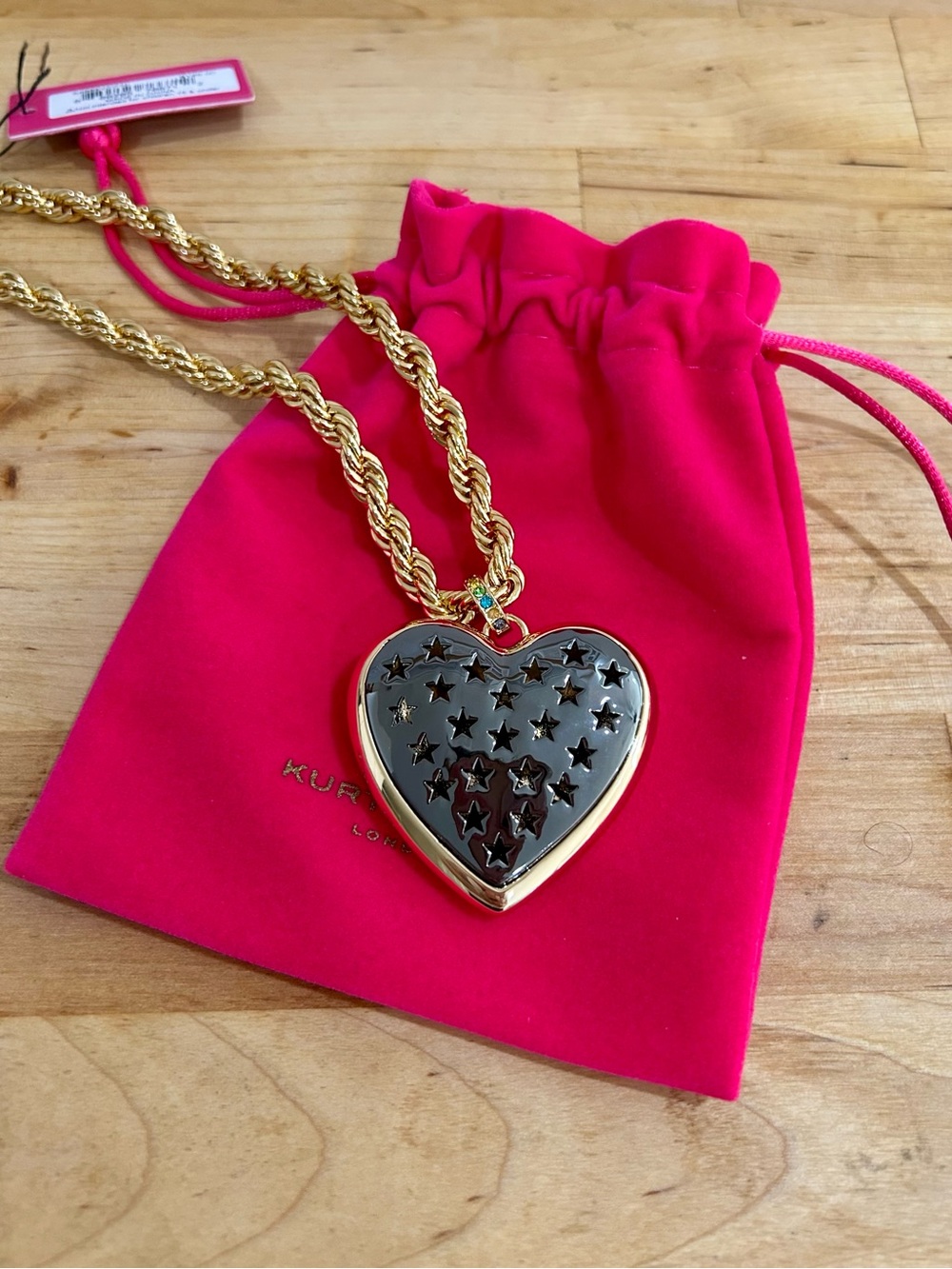XL Heart Necklace Kurt Geiger Gold Rope Chain